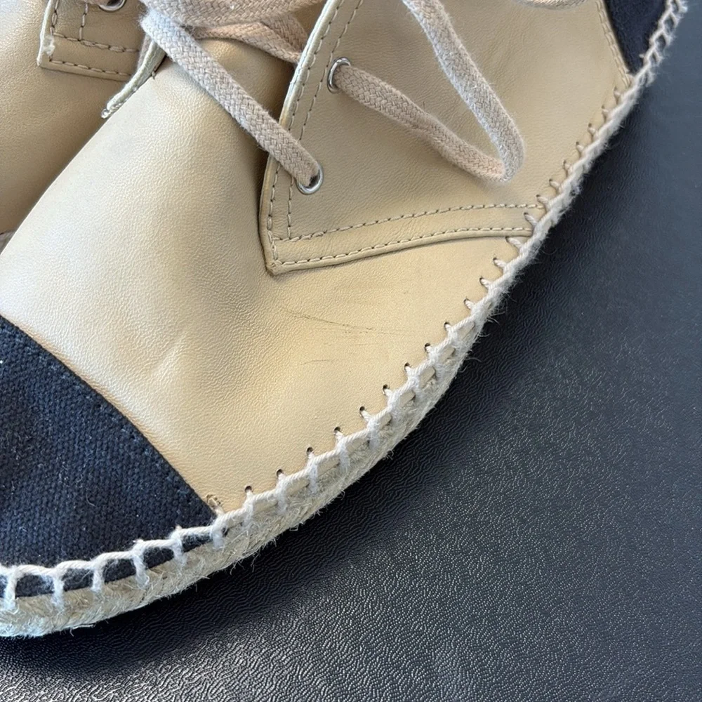 CHANEL Cream and Black Espadrille high tops